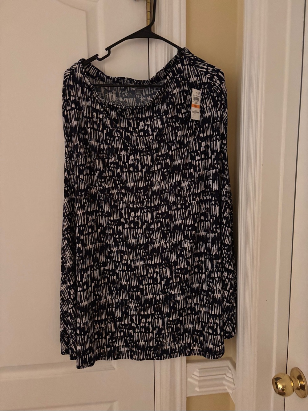 JM Collection Navy and White Abstract Print Skirt